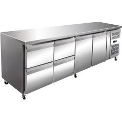 Commercial Refrigerated Counter 2 Doors 4 Drawers Depth 700mm | Adexa 4DRG41V