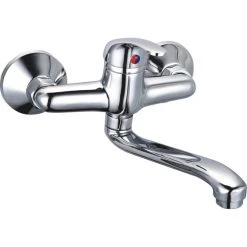 Wall Mounted Mixer Tap With Stainless Steel Spout Single Lever Chrome | Adexa 60128000