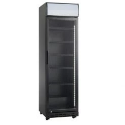 Commercial Bottle Cooler Upright 382 Litres Fan Assisted Cooling Hinged Glass Door In Black | Adexa CL380SDCPB