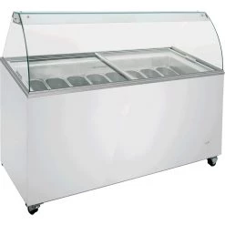 Commercial Ice Cream Display Counter With Lid & Curved Glass Front 467 Litres 8 X Tub | Adexa CL500DAF