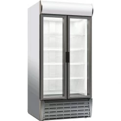 Commercial Twin Bottle Cooler Upright 962 Litres Fan Assisted Cooling Hinged Glass Doors Black/White | Adexa CL900HDC