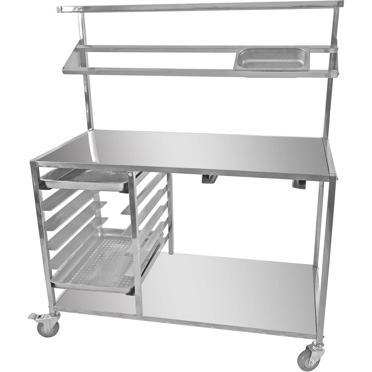 Mobile Prep Table With GN1/1 Rails & Top Shelf & Condiment Rail & Castors Stainless Steel | Adexa CPTABC 2 Mobile Prep Table With GN1/1 Rails & Top Shelf & Condiment Rail & Castors Stainless Steel | Adexa CPTABC - Image 2