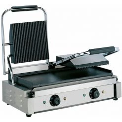 Heavy Duty Twin Panini Contact Grill 3.6kW Ribbed/Smooth | Adexa EG03C