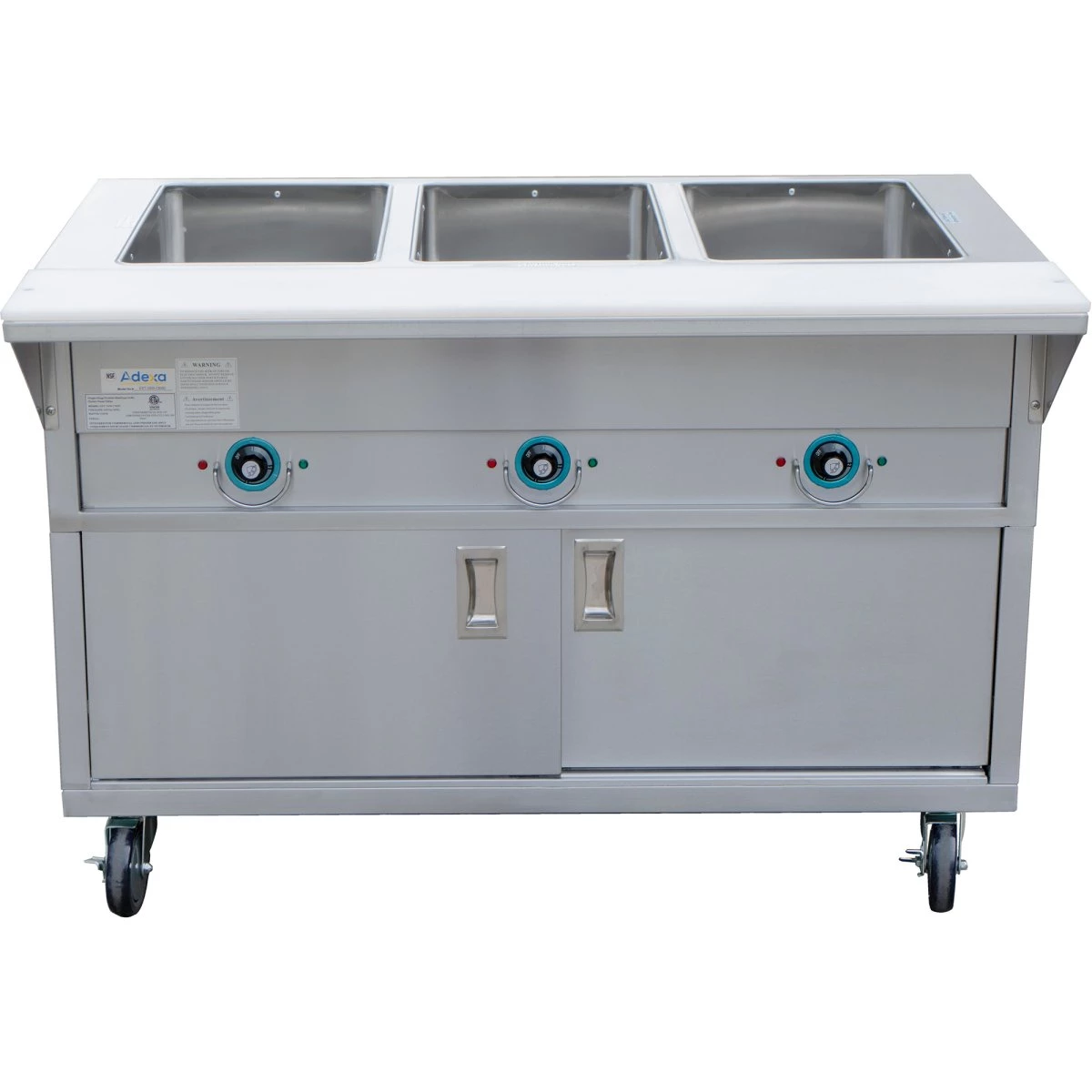 Mobile Bain Marie With Cupboard 3xGN1/1 | Adexa EST3SWCBSD 2 Mobile Bain Marie With Cupboard 3xGN1/1 | Adexa EST3SWCBSD - Image 2