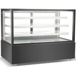 Cake Counter Straight Glass 3 Shelves Black Front 900x660x1400mm LED | Adexa FC400SAH