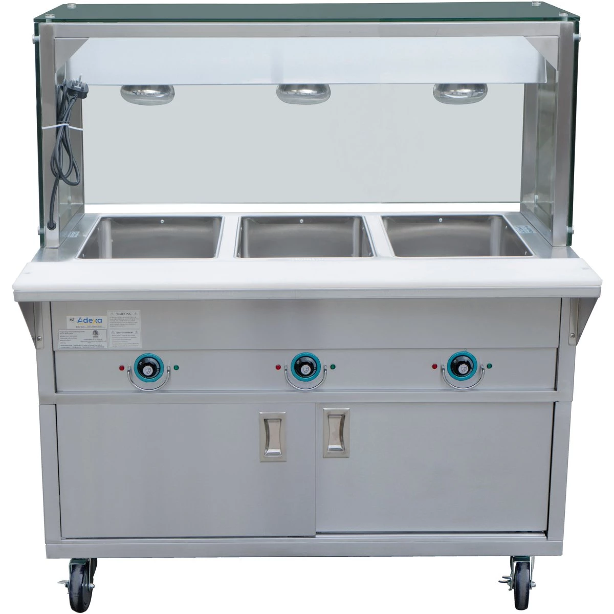 Mobile Bainmarie With Cupboard & Heated Overshelf 3xGN1/1 | Adexa EST3SWCBSD-FTGSG1948 2 Mobile Bainmarie With Cupboard & Heated Overshelf 3xGN1/1 | Adexa EST3SWCBSD-FTGSG1948 - Image 2