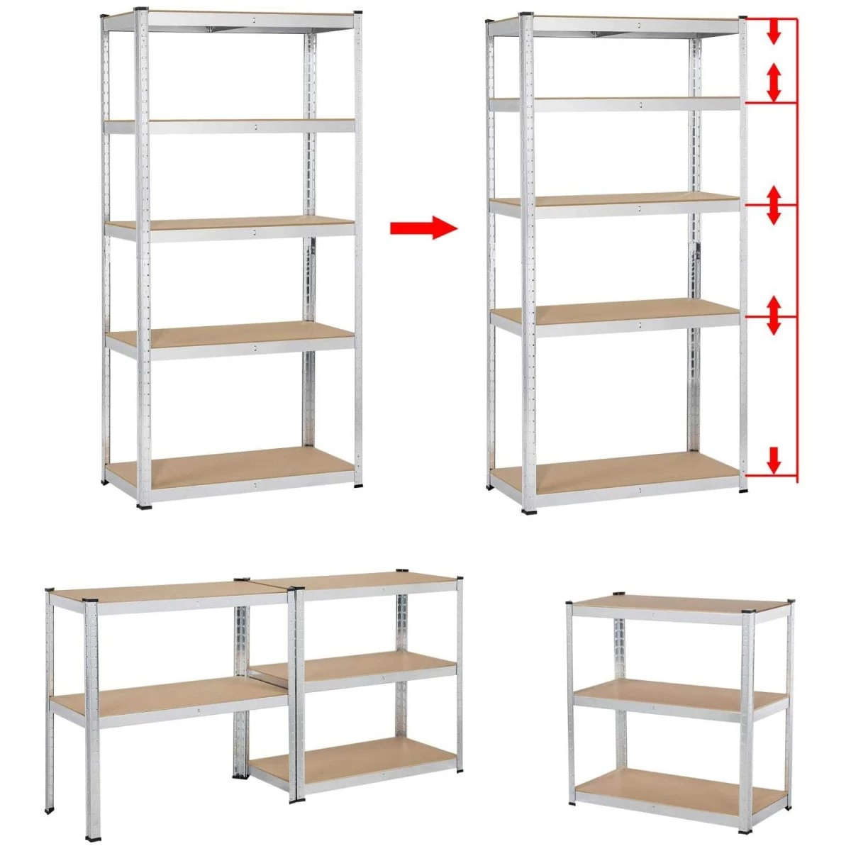 Garage Shelving Unit Medium Duty 900x300x1800mm 5 Shelves 175 Kg/shelf Galvanized Steel | Adexa G9030 2 Garage Shelving Unit Medium Duty 900x300x1800mm 5 Shelves 175 Kg/shelf Galvanized Steel | Adexa G9030 - Image 2