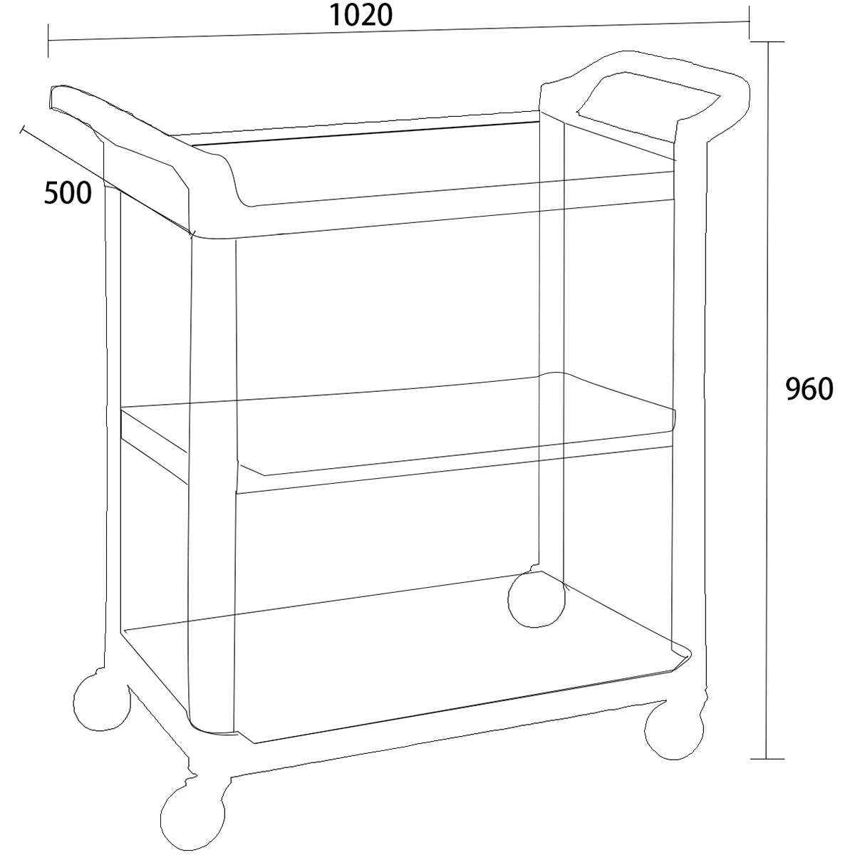 Professional Utility Trolley Multi-purpose 3 Tier 1020x500x960mm | Adexa GX032B 2 Professional Utility Trolley Multi-purpose 3 Tier 1020x500x960mm | Adexa GX032B - Image 2