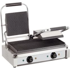 Heavy Duty Twin Panini Contact Grill 3.6kW Ribbed | Adexa EG03A