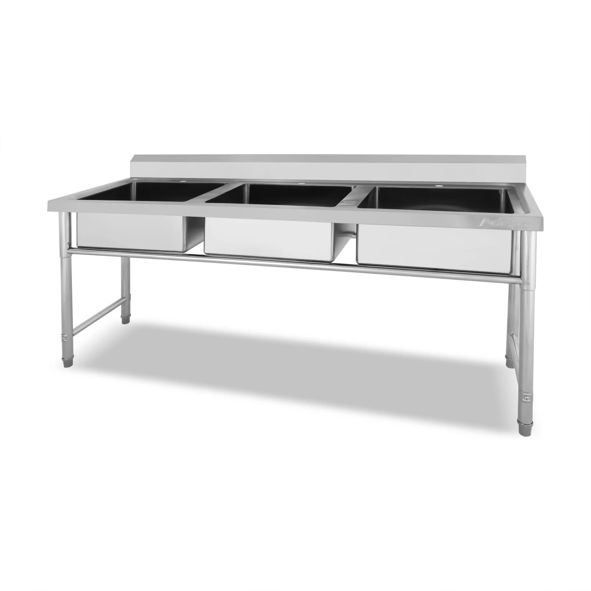 Commercial Sink Stainless Steel 3 Bowls Splashback 1800mm Depth 600mm | Adexa HJS1803 5 Commercial Sink Stainless Steel 3 Bowls Splashback 1800mm Depth 600mm | Adexa HJS1803 - Image 5