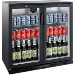 Back Bar Cooler 2 Hinged Doors 220 Litres Black | Adexa BC02PP