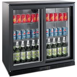 Back Bar Cooler 2 Sliding Doors 220 Litres Black | Adexa BC02PS