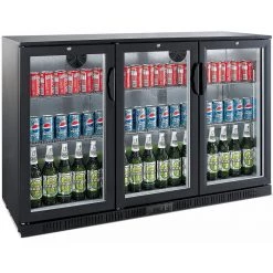 Back Bar Cooler 3 Hinged Doors 312 Litres Black | Adexa BC03PP