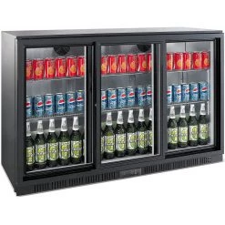 Back Bar Cooler 3 Sliding Doors 300 Litres Black | Adexa BC03PS