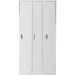 Commercial Grey Three Door Locker With Clothes Hanger, Fixed Shelf And Mirror 900x450x1800mm | Adexa LOCKER3TW -Adexa Sales LOCKER3TW 2 1200x1200 1