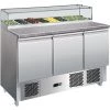 Pizza Prep Counter Fridge Glass Top Marble Countertop 8xGN1/6 | Adexa PS903G