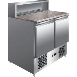 Pizza Prep Table 2 Doors Stainless Steel Pizza Top 5xGN1/6 Depth 700mm | Adexa PZ22