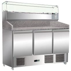 Pizza Counter 3 Doors Refrigerated Counter Top Display 6xGN1/4 Depth 700mm | Adexa PZ14+PT14