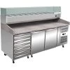 Pizza Prep Counter 2 Doors 7 Drawers Granite Top Refrigerated Counter Top Display 10xGN1/4 Depth 800mm | Adexa PZ46+PT46
