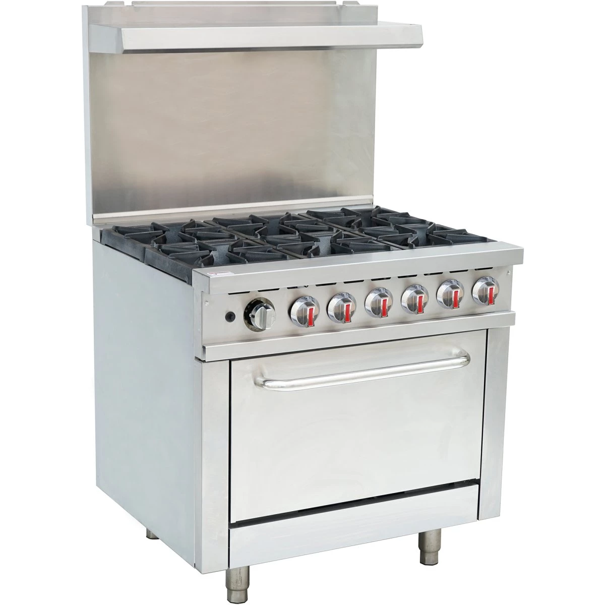 Professional Stainless Steel Gas Range Oven (8kW/hr) With 6 Burners (36kW/hr) And Removable Overshelf | Adexa RGR36X 4 Professional Stainless Steel Gas Range Oven (8kW/hr) With 6 Burners (36kW/hr) And Removable Overshelf | Adexa RGR36X - Image 4