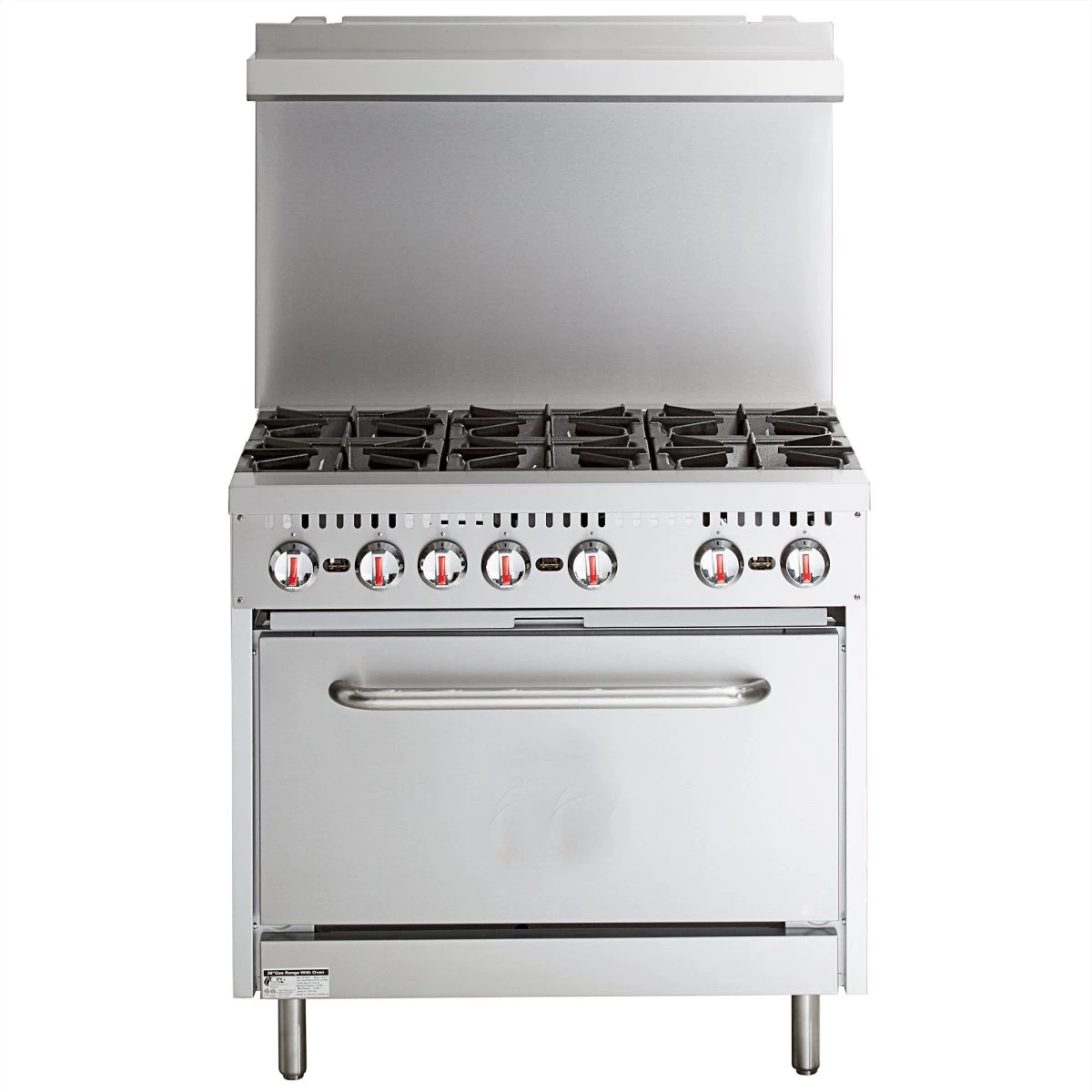 Professional Stainless Steel Gas Range Oven (8kW/hr) With 6 Burners (36kW/hr) And Removable Overshelf | Adexa RGR36X 2 Professional Stainless Steel Gas Range Oven (8kW/hr) With 6 Burners (36kW/hr) And Removable Overshelf | Adexa RGR36X - Image 2