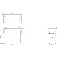 Bakery Work Table Wood Top 3 Sides Upstand 1500x600x900mm | Adexa RWTG600X1500100BSOB
