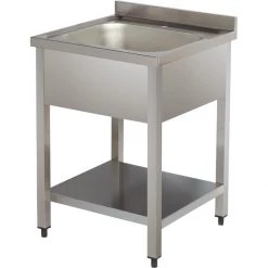 Commercial Sink Stainless Steel 1 Bowl Bottom Shelf Splashback 600mm Depth 600mm | Adexa VS66BS