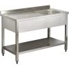 Commercial Sink Stainless Steel 1 Bowl Right Bottom Shelf Splashback 1000mm Depth 700mm | Adexa THSTR107BR1