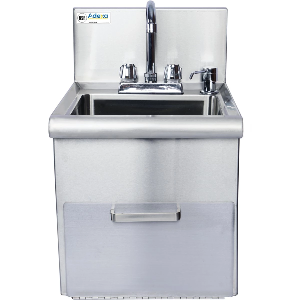 Hand Wash Sink With Faucet & Soap Dispenser & Paper Towel Dispenser Back Splash Stainless Steel | Adexa SSHWS1614 2 Hand Wash Sink With Faucet & Soap Dispenser & Paper Towel Dispenser Back Splash Stainless Steel | Adexa SSHWS1614 - Image 2