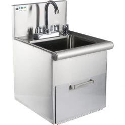 Hand Wash Sink With Faucet & Soap Dispenser & Paper Towel Dispenser Back Splash Stainless Steel | Adexa SSHWS1614