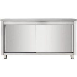 Commercial Worktop Floor Cupboard Sliding Doors Stainless Steel Width 1400mm Depth 600mm | Adexa VTC146SL