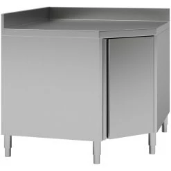 Commercial Worktop Floor Cupboard Corner Unit Hinged Door Stainless Steel Sides 600mm Upstand | Adexa THESR106A