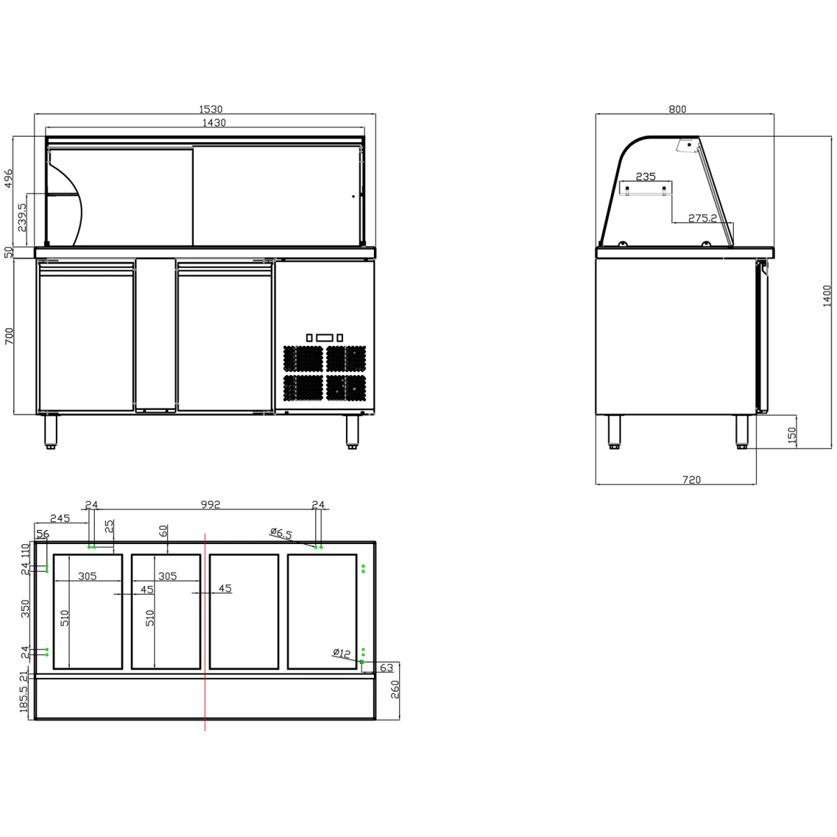 Refrigerated Counter With Display 4xGN1/1 | Adexa THSAI158S 3 Refrigerated Counter With Display 4xGN1/1 | Adexa THSAI158S - Image 3
