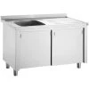 Commercial Sink With Cupboard Stainless Steel 1 Bowl Left Splashback Width 1000mm Depth 600mm | Adexa THSSR106BL1