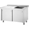 Commercial Sink With Cupboard Stainless Steel 1 Bowl Right Splashback Width 1000mm Depth 700mm | Adexa VSC107RBS