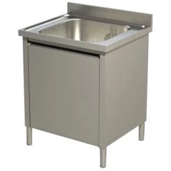 Commercial Sink With Cupboard Stainless Steel 1 Bowl Splashback Width 600mm Depth 600mm | Adexa VSC66BS