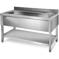 Commercial Pot Wash Sink Stainless Steel 1 Bowl Bottom Shelf Splashback 1200mm Depth 700mm | Adexa THSTR127BM1