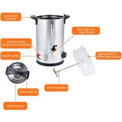 Commercial Double Wall Coffee Urn With Boil-dry Protection 15 Litres 1.6kW | Adexa VICWBQ15 -Adexa Sales WBQ15 5 1200x1200 1