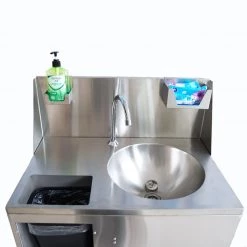 Foot Operated Mobile Wash Basin With Backsplash Paper Towel Dispenser & Castors Stainless Steel | Adexa WHF278 -Adexa Sales WHF278204 1200x1200 1