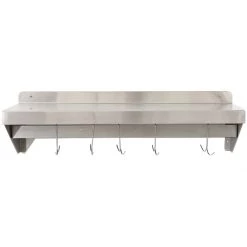 Wall Shelf With Pot Rack 6 Hooks Stainless Steel 600x300x254mm | Adexa WHPR603025