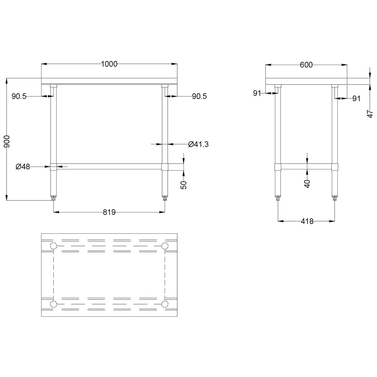Commercial Work Table Stainless Steel Bottom Shelf 600x600x900mm | Adexa WTG600X600 2 Commercial Work Table Stainless Steel Bottom Shelf 600x600x900mm | Adexa WTG600X600 - Image 2