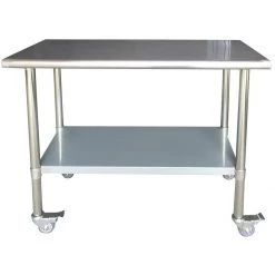 Commercial Mobile Work Table Stainless Steel Bottom Shelf 1000x750x900mm | Adexa WTG750X1000C