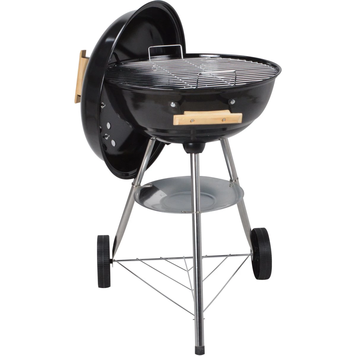Black Enamel Kettle BBQ Charcoal Grill With Wooden Handles 85cm | Adexa YH22018C 1 Black Enamel Kettle BBQ Charcoal Grill With Wooden Handles 85cm | Adexa YH22018C