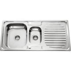 Drop In Double Basin Sink With Drainer Stainless Steel | Adexa YTD10550A