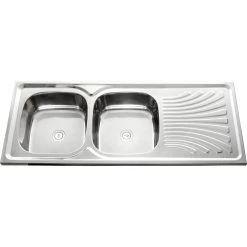 Drop In Double Basin Sink With Drainer Stainless Steel | Adexa YTD12050B