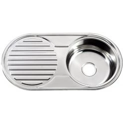 Rounded Drop In Single Basin Sink With Drainer Stainless Steel | Adexa YTSR8644A